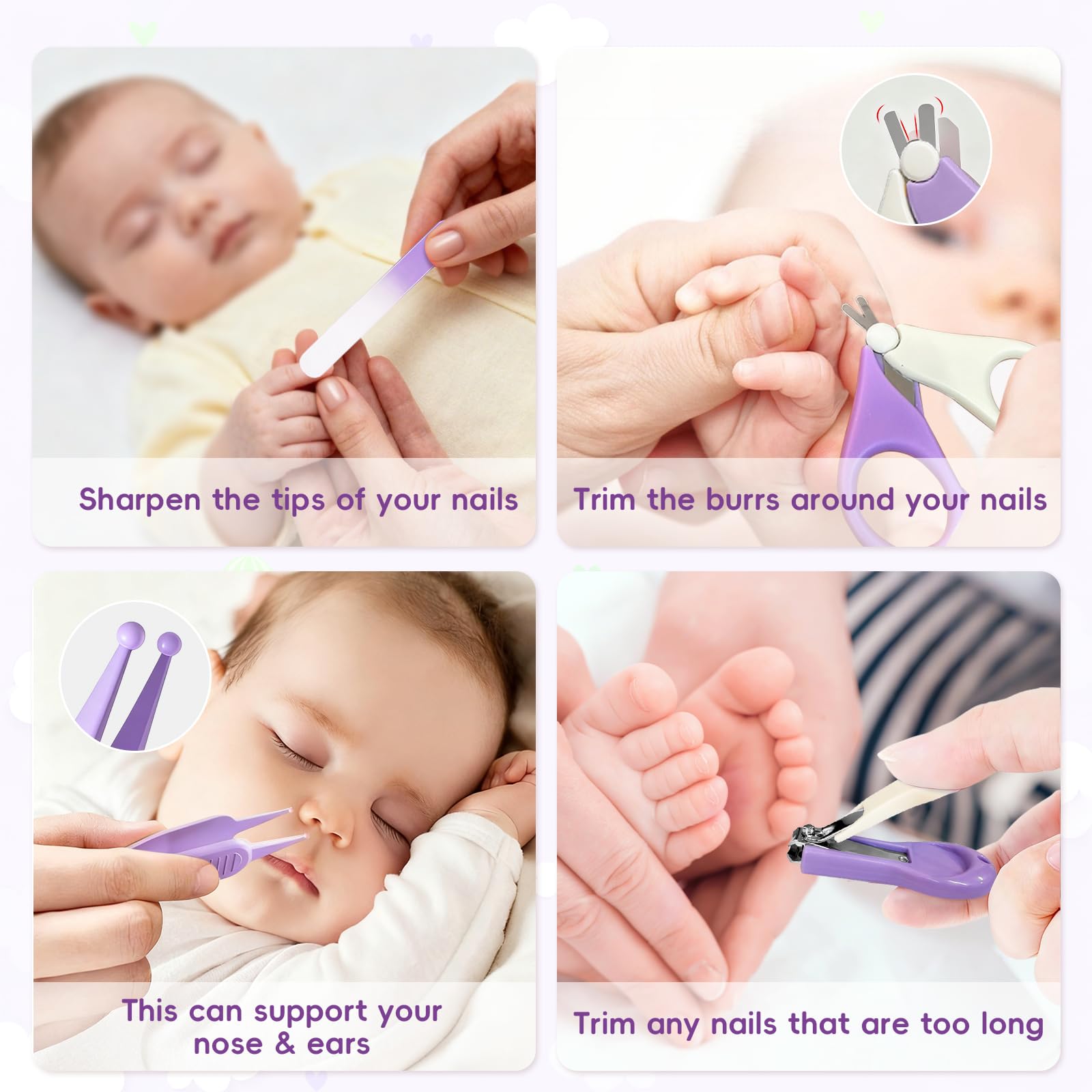 HAGOT 7 in 1 Baby Nail Clippers Set including Cute Case, Nail Clippers,Nail Scissors, Nail File, Tweezers - Image 4
