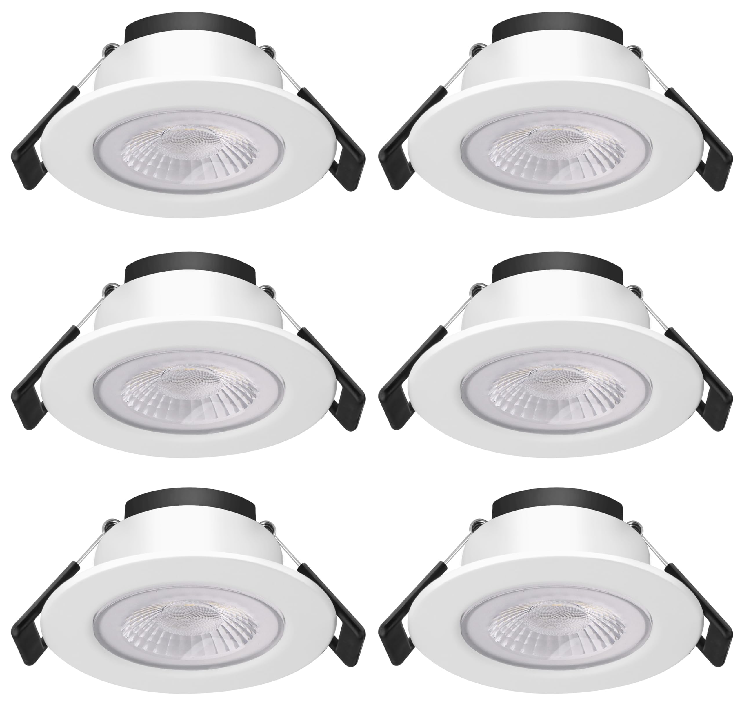 Bright Source White Core Led Recessed Downlight, Triac Dimmable, 8W, 960Lm, 4000K Cool Ip65 Rated With Bezel, Fire Rated, 65Mm Cutout, 6 Pack