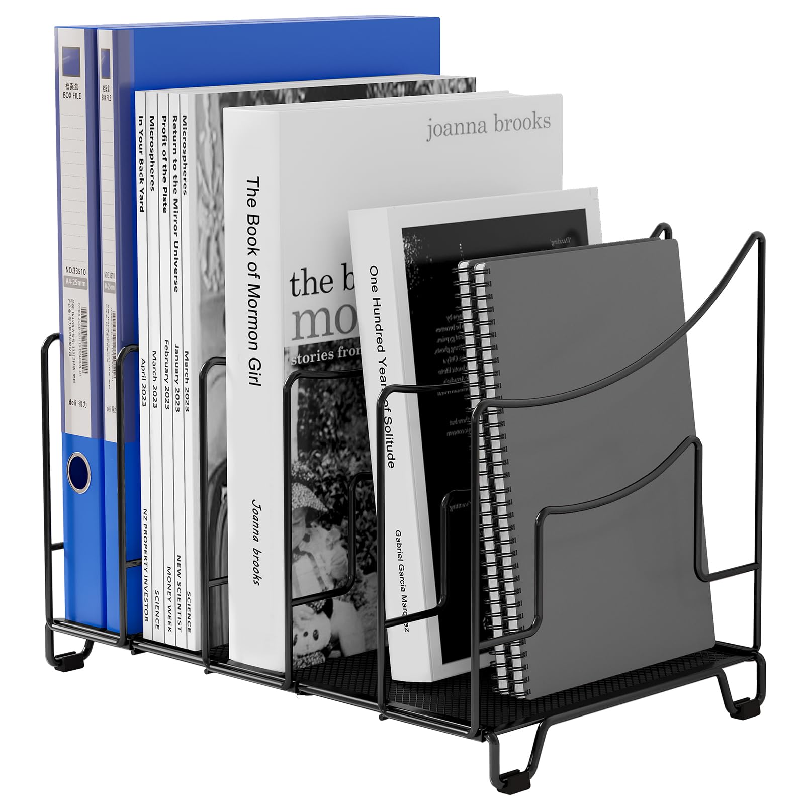 EasyPAG 5 Compartimentos Metal Vertical Estante Revistero A4 Organizador Escritorio Soporte Archivador Almacenamiento Documentos Clasificador Papeles Bandeja Cartas,Negro