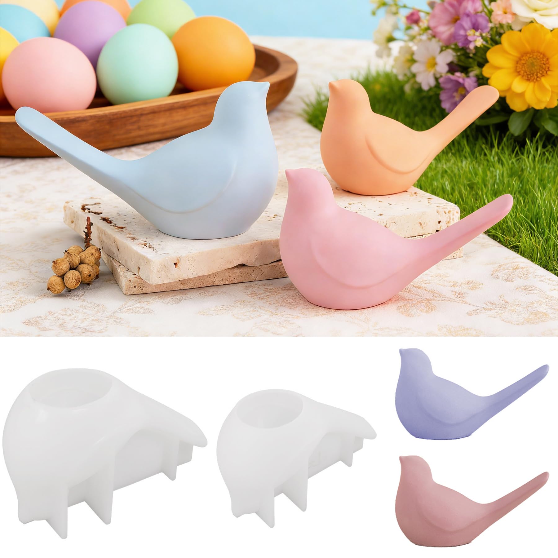 2 Stück Silikonformen GießFormen Vogel,Silikonform Ostern Vogel,Ostern Silikonform Vogel,Silikonformen Vogel GießFormen,Vogel Gips Zum Gießen Giessformen,Gießform Ostern für Gips und Epoxidharz