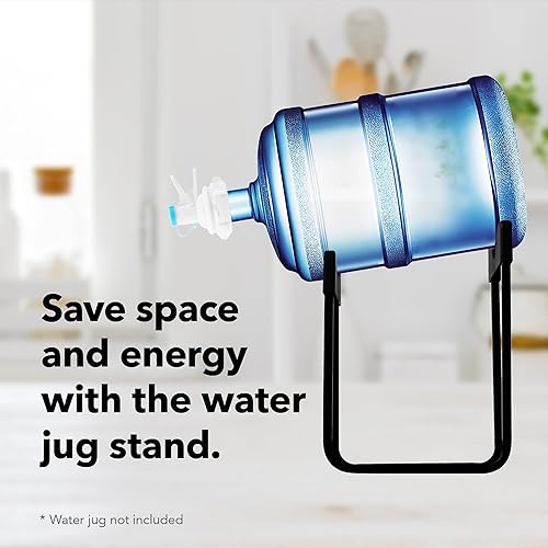 Miniatura 3 de Impresa Soporte dispensador de agua, paquete de 2 y kit de válvula de 2.165 in, encimera de acero compacto negro extra alto, se adapta a jarras de 3