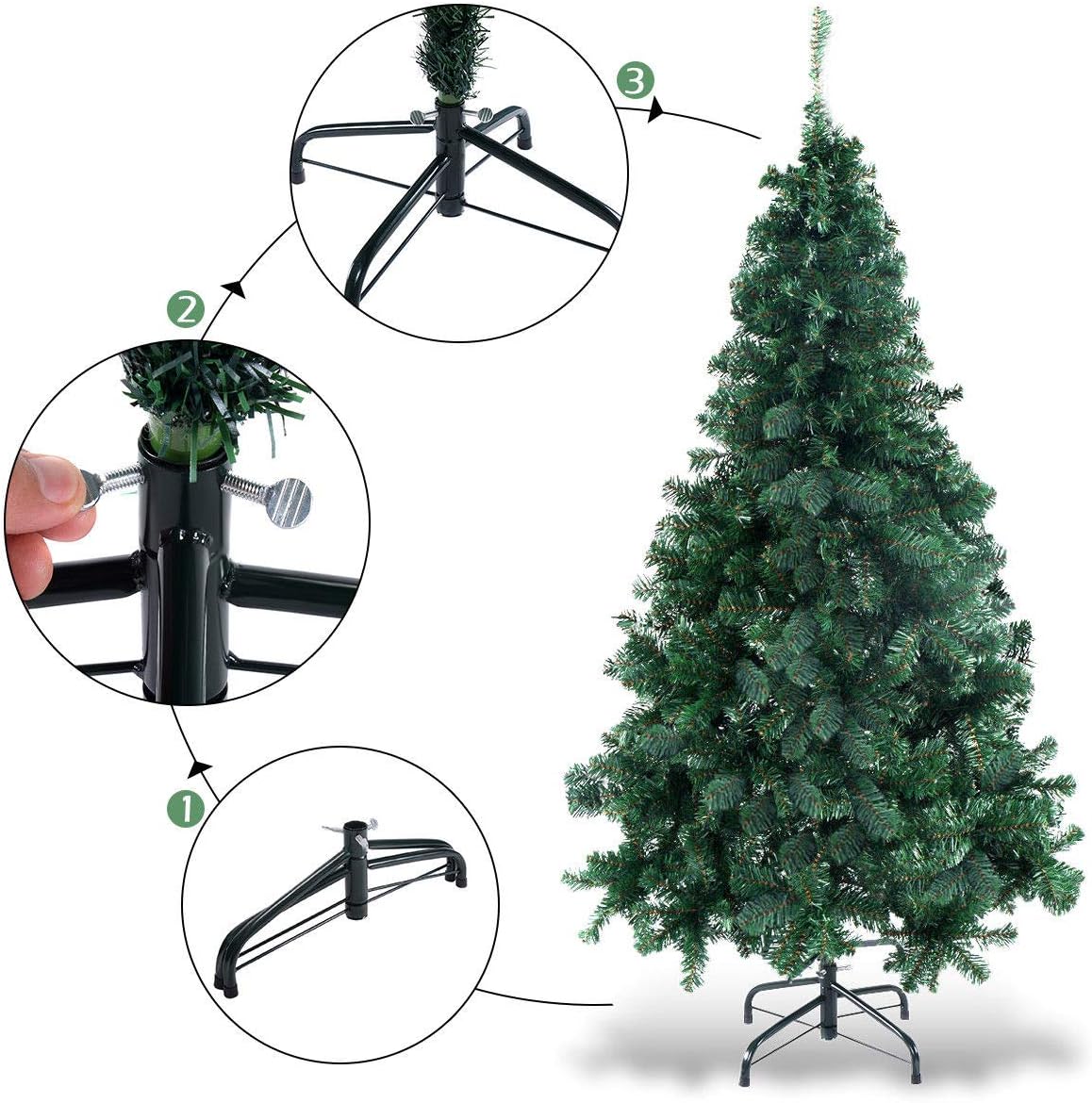COSTWAY 5Ft Artificial PVC Christmas Tree W/Stand Holiday Season Indoor Outdoor Green