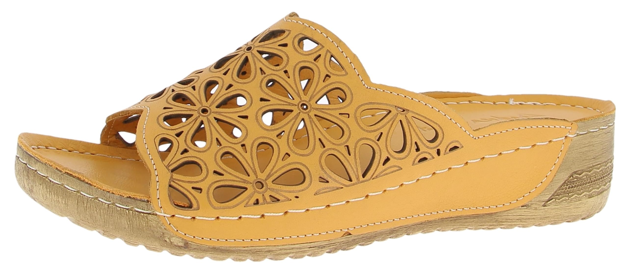 Andrea Conti Women's Mules Flat Slippers, Ochre, 6 UK