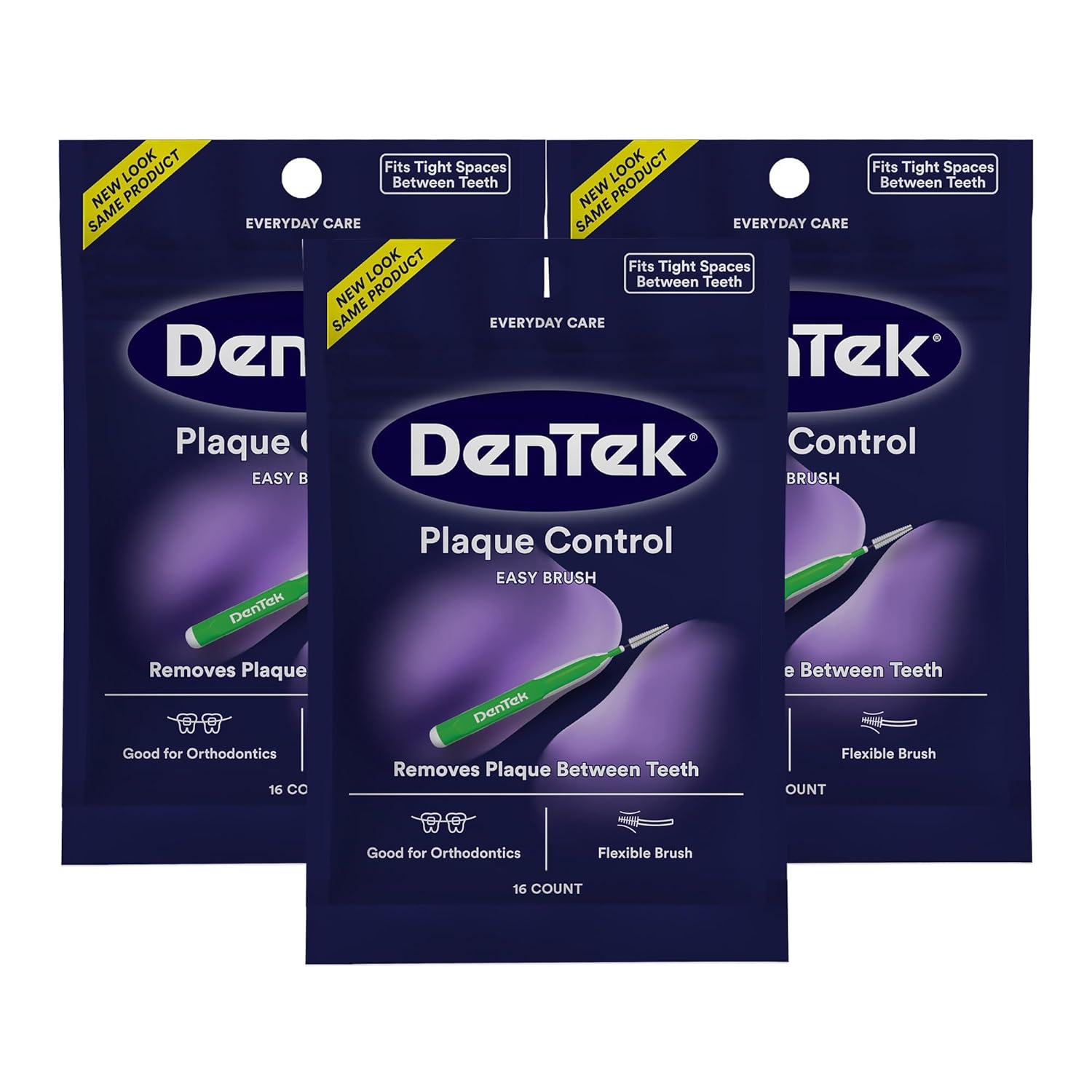 DenTek Plaque Control Interdental Brushes for Cleaning Between Teeth Safe for Braces Dental Work 16 Count Pack of