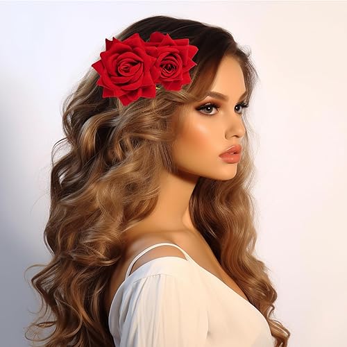 Miniatura 5 de 3 pinzas para el cabello con diseño de rosas y flores, broche de rosa, horquilla de bailarina flamenca, accesorios mexicanos para el cabello para