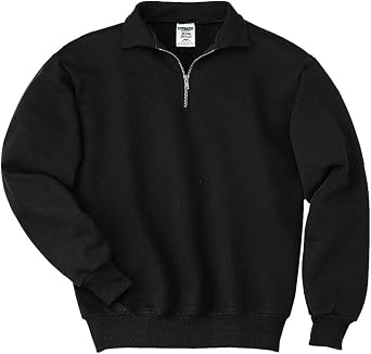 Jerzees 9.5 Oz., 50/50 Super Sweats Nublend Fleece Quarter-Zip Pullover 4528- Black,X-Large