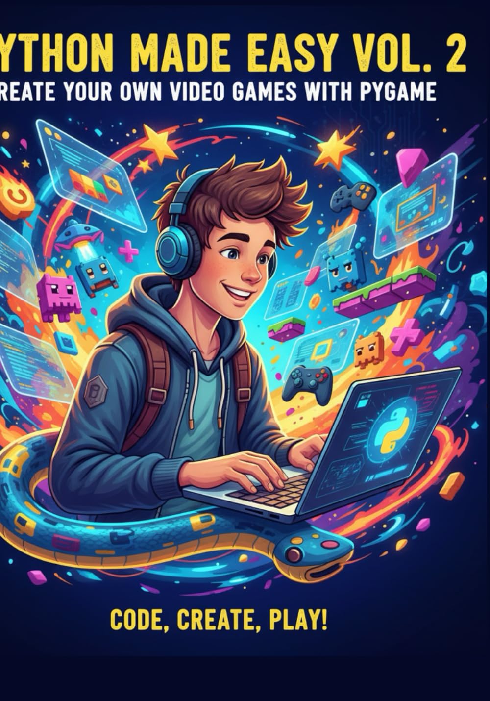 Python Made Easy Learn how to code videos Games using Python and Pygame: Python Book Crash Course for teens