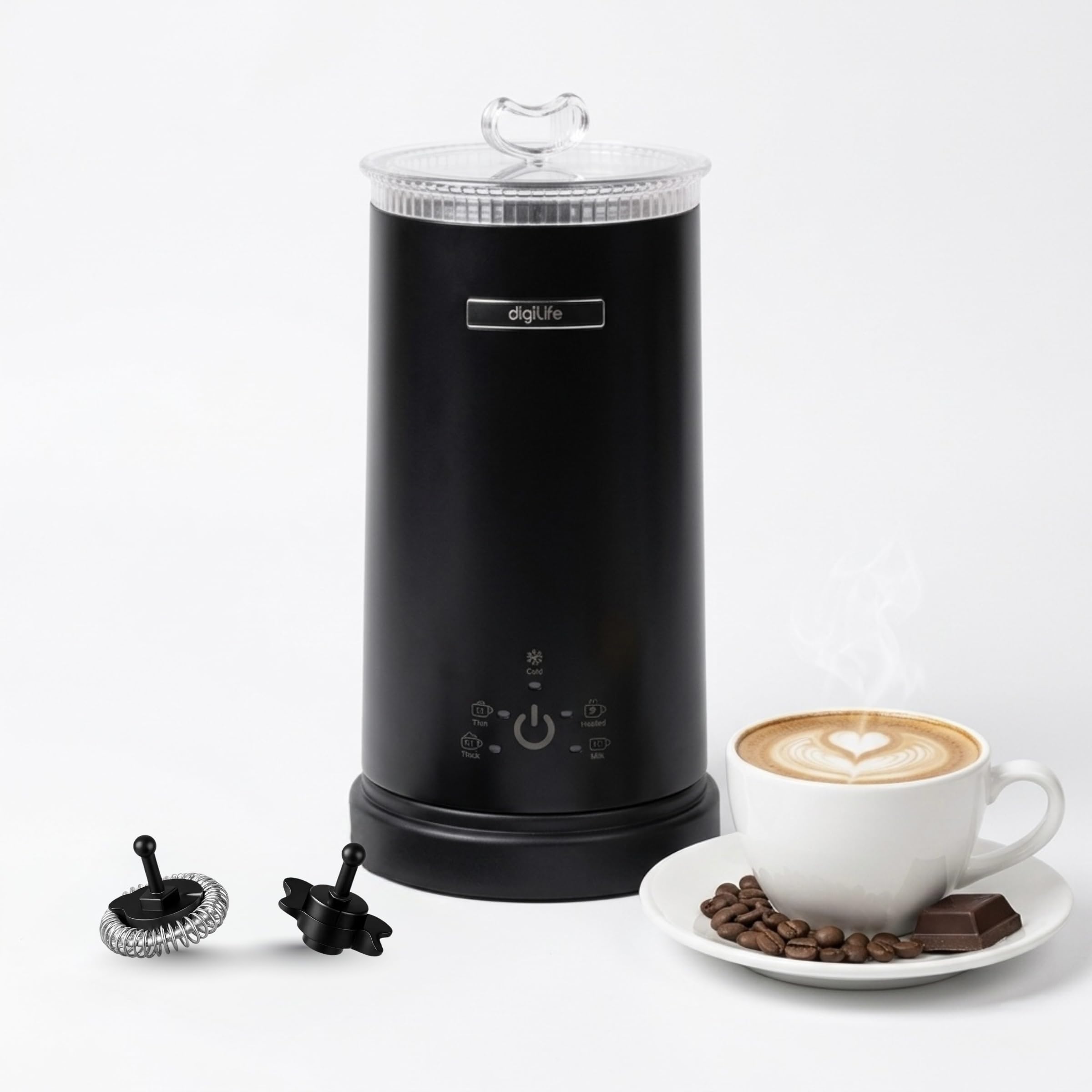 INSTA CAFÉ Portable Beverage Maker | Stainless Steel Electric Milk Frother and Coffee Maker | 500ml Hot and Cold Foam Machine for Lattes, Cappuccinos, Macchiato, Turmeric Milk, 500W (Black)-image-1
