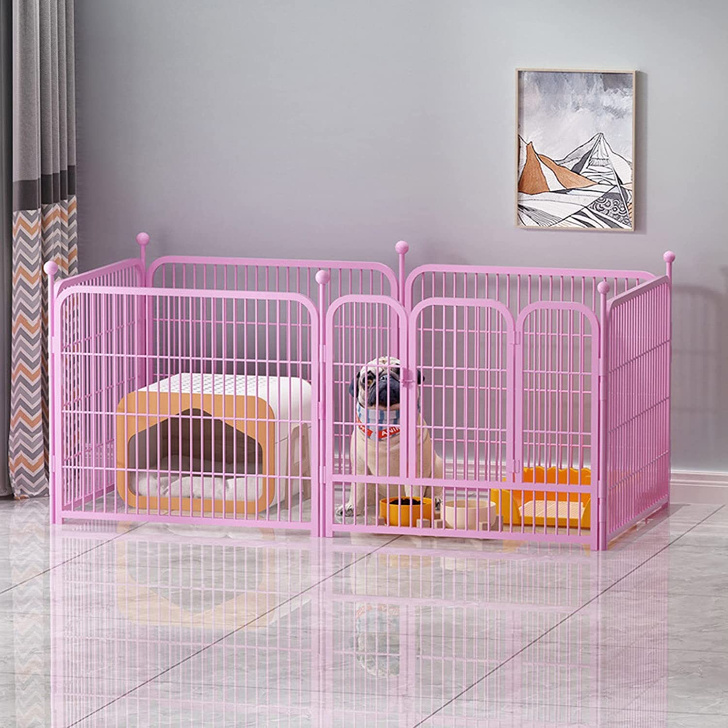 Parque para Mascotas de 6 Paneles - Parque para Perros Extra Resistente para Cachorros - Plegable y portátil - Ideal para Uso en Interiores y Exteriores