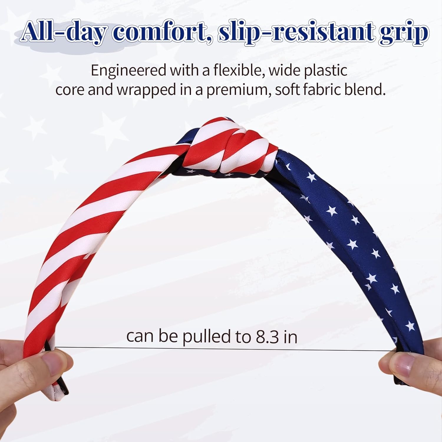 American Flag Headband for Women Girls, 4th of July Accessories, Patriotic Red White and Blue Wide Knotted Headbands, USA Independence Day Memorial Day Hair Accessories for Festive Outfits - Image 4