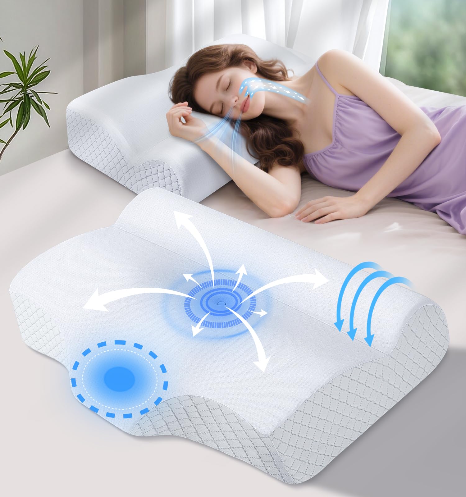 Orthopedic Cervical Memory Foam Pillow for Neck & Shoulder Pain Relief - Ergonomic Neck Su...