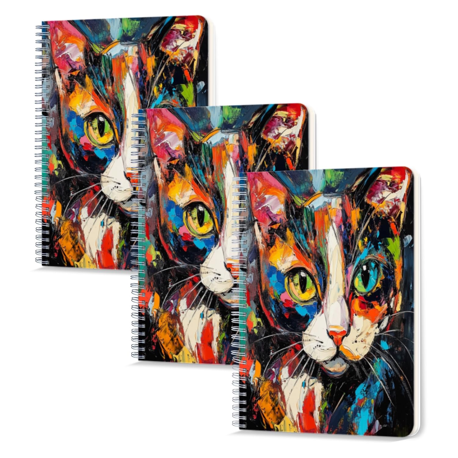 Lined Spiral Notebook,100 Pages,5.71x 8.26 inches Double-Wire Spiral Journal Notebook for Study and Notes Beautiful Vivid - Brush Kitty