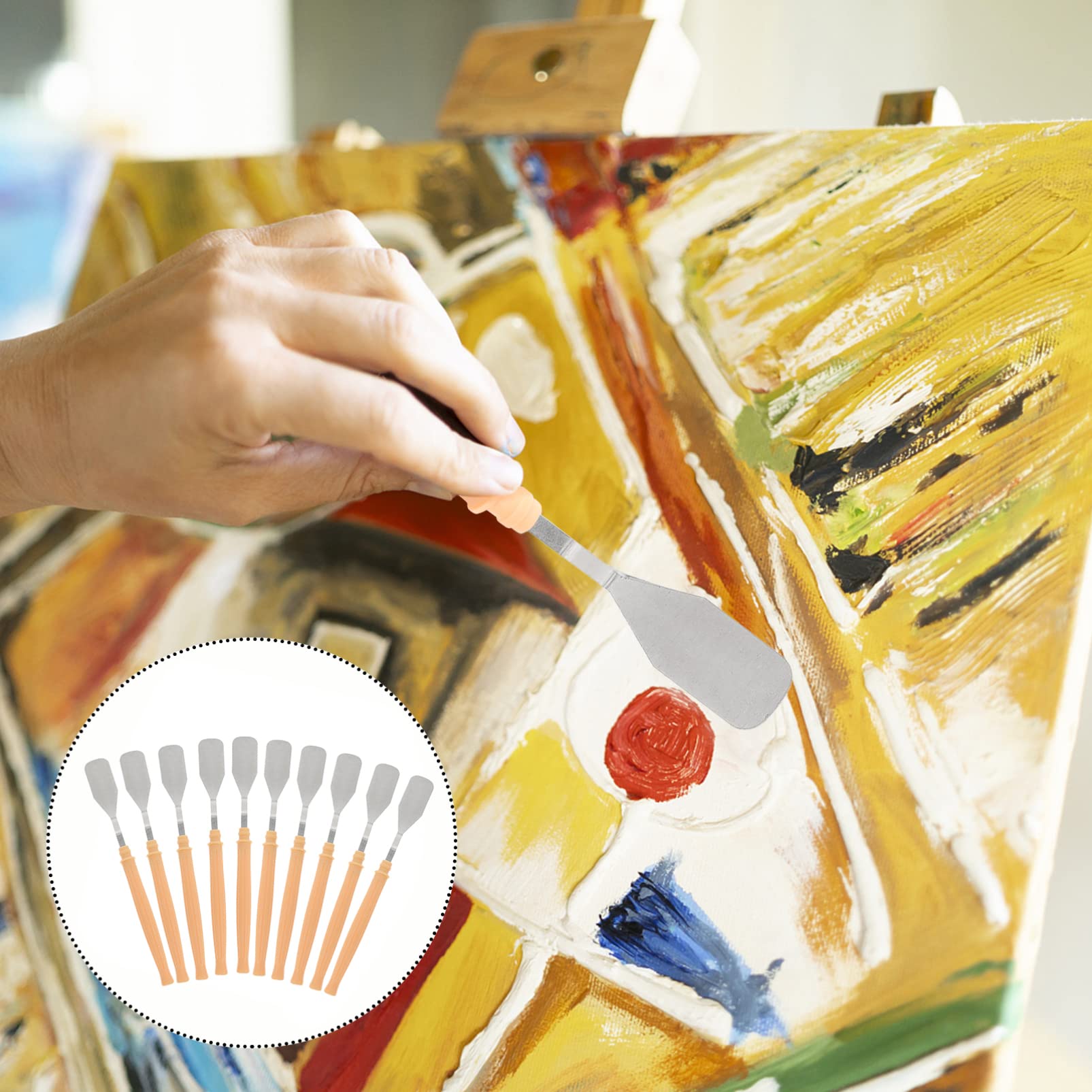 NUOBESTY 5 Ensembles Couteau À Palette d'art Couteau De Peintre Couteau Peintre Palette en Vrac Décapant De Peinture Grattoir À Peinture Grattoir d'art Acier Inoxydable 10 Pièces * 5