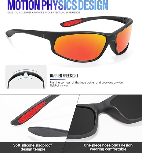 Miniatura 4 de KALIYADI Gafas de sol polarizadas para hombre - Deportes para hombre gafas de sol deportivas para correr, ciclismo, pesca con protección UV