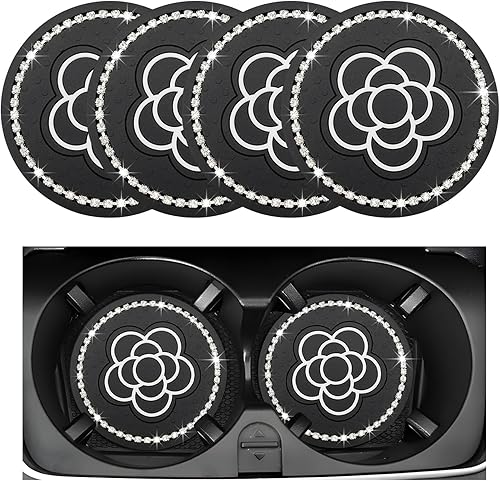 Miniatura 7 de 4 piezas de portavasos para automóvil con estampado de vaca, inserto antideslizante de 7 cm para portavasos de automóvil, tapetes antideslizantes