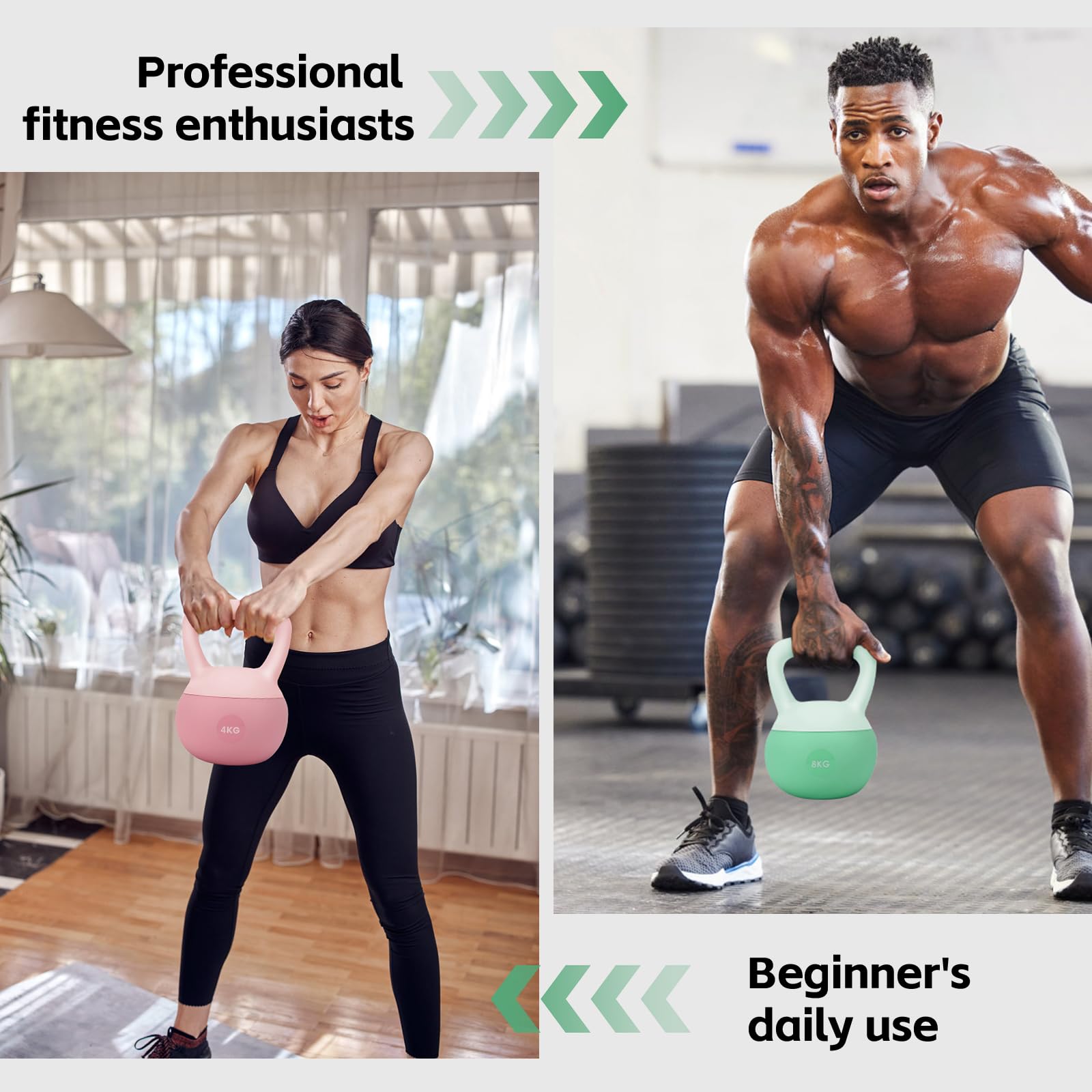 Kettlebell Morbido in Gomma – 4/6/8 kg, Peso da Allenamento Sicuro per Casa e Palestra, Maniglia Antiscivolo, Ideale per Fitness, Forza e Tonificazione