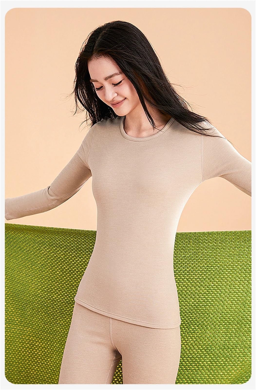 Conjuntos Térmicos Para Mujer Ropa interior térmica sin costuras for mujer, pantalones de manga larga con cuello redondo, conjunto de dos piezas, traje de lencería suave y cálido de terciopelo Conjunt