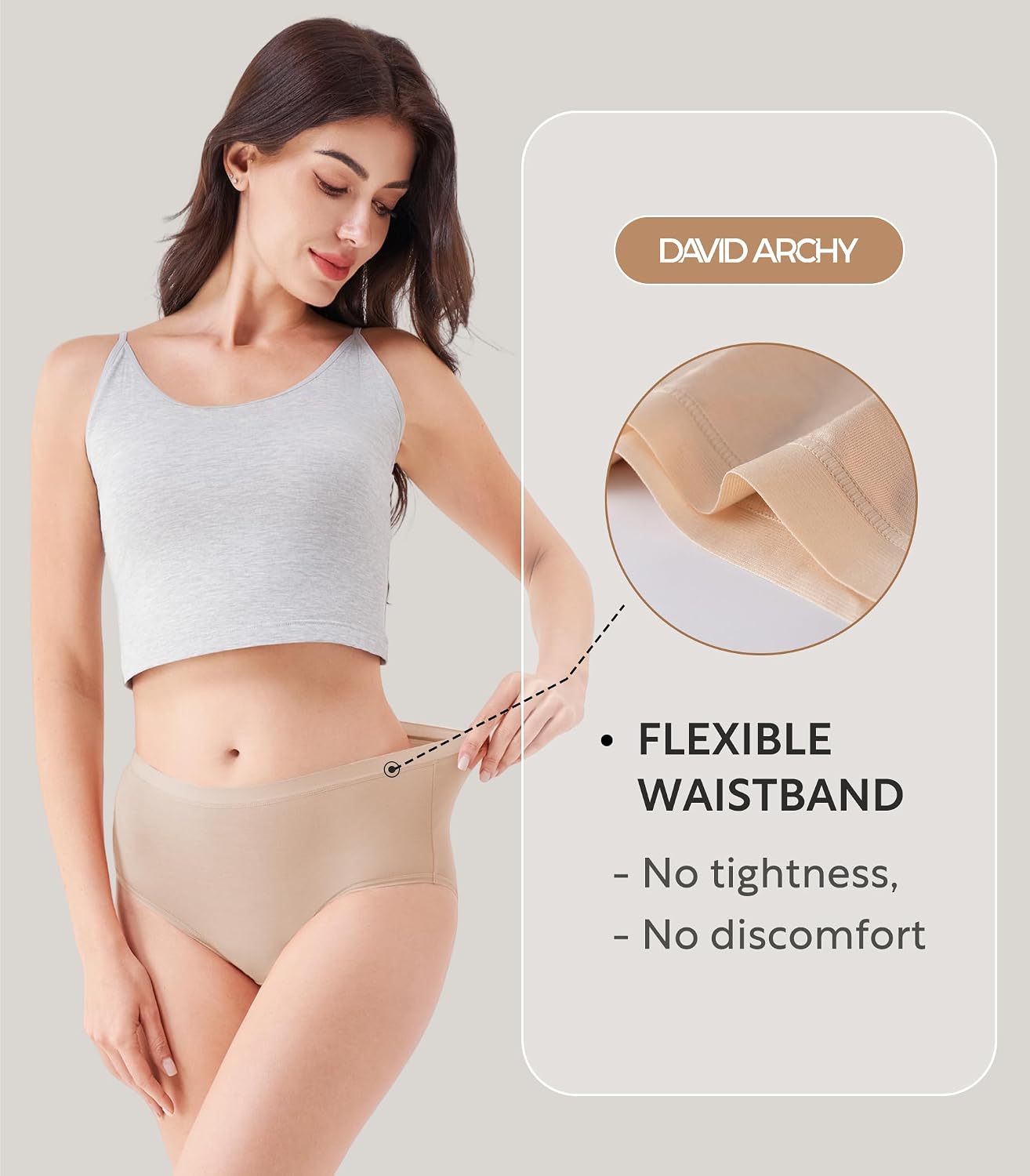 DAVID ARCHY Womens Underwear, Bamboo Rayon Women's Briefs Moisture Wicking Panties, Soft & Breathable Ladies Underwear Pack