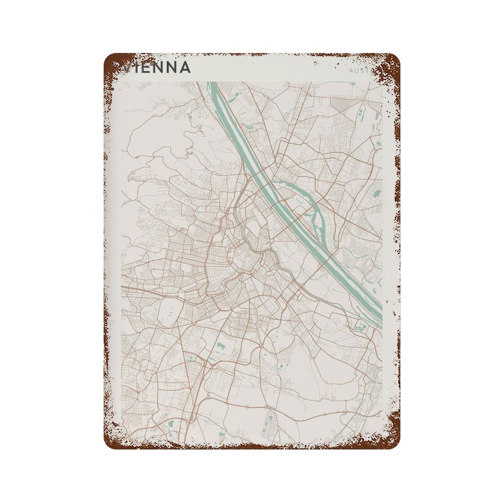 xiaoxiaoshen Vienna Map City Austria Wall Decor Art Metal Tin Poster Modern Home Decor Art Home Bar Shop Decorations Vintage Sign 40x30cm