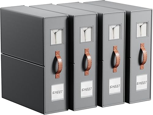 Miniatura 13 de Paquete de 4 organizadores de almacenamiento de sábanas, organizador de armario de tela prémium con ventana transparente, diseño plegable que ahorra