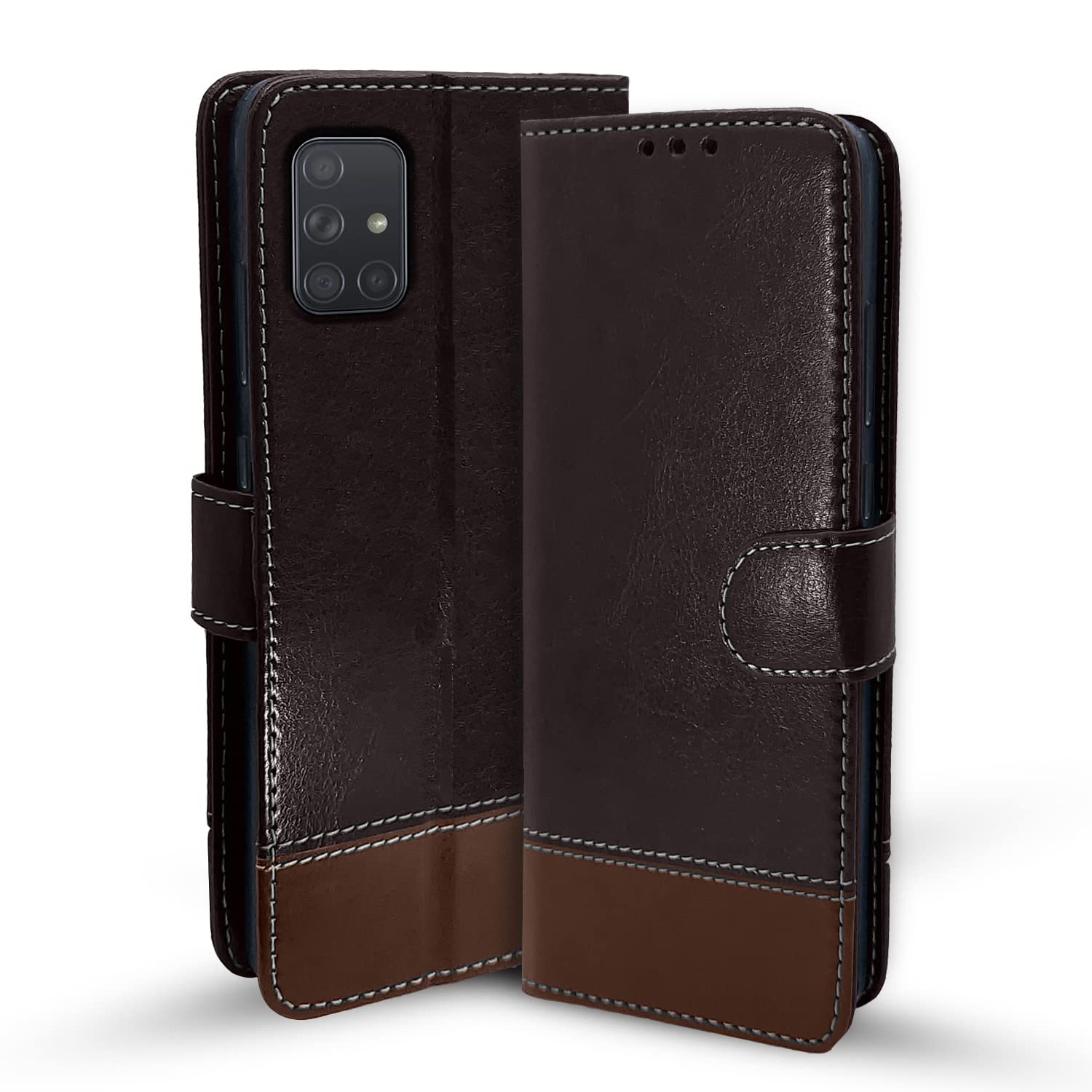 Pikkme Samsung Galaxy A71 Flip Cover | Dual-Tone PU Leather Finish | Wallet Style & Stand | Magnetic Flip Case (Coffee & Brown) (B0BMZ5PRRG) Amazon Price History, Amazon Price Tracker