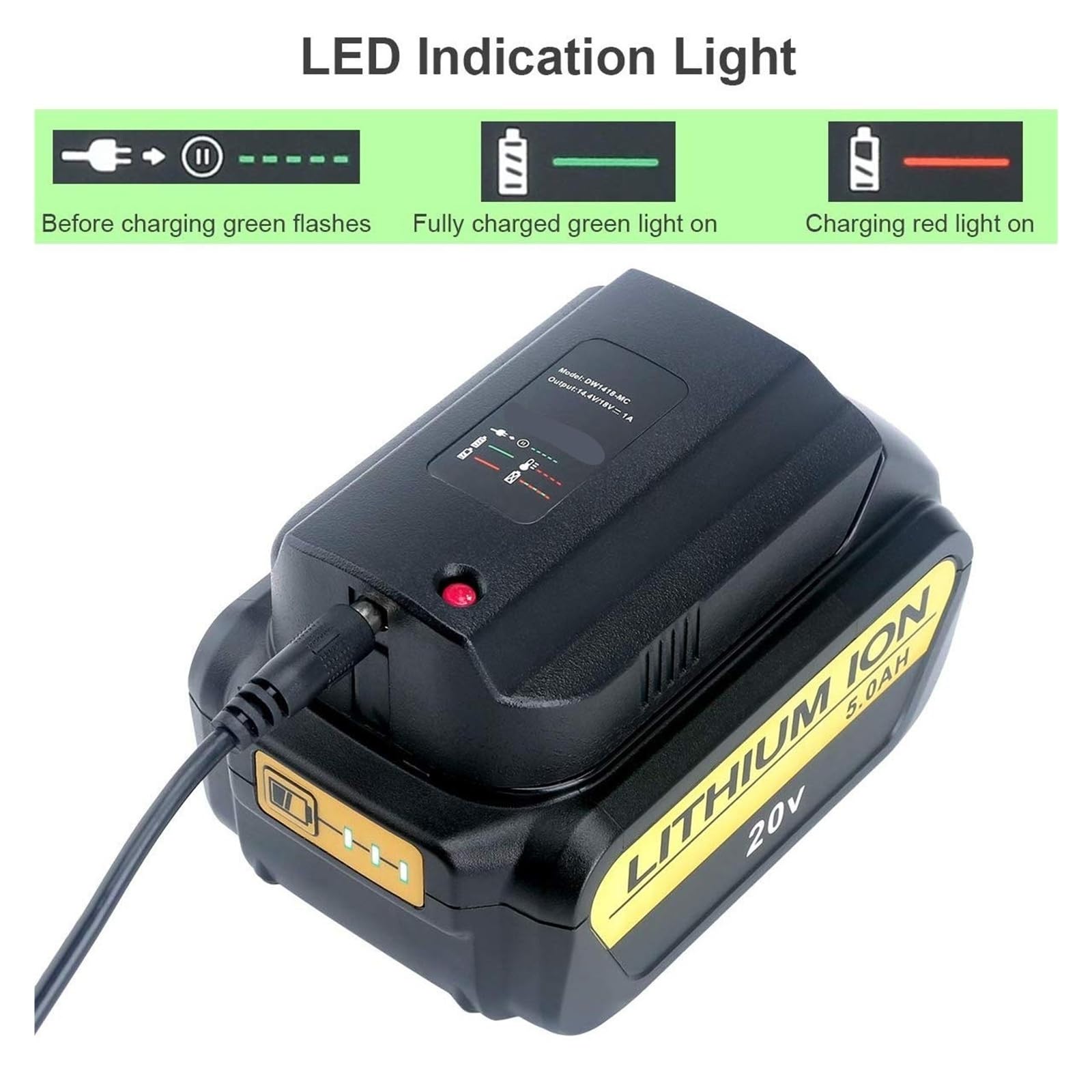 Ładowarka Baterii, Ładowarka akumulatorów litowo-jonowych 14,4 V, 18 V i 20 V (bez akumulatora)