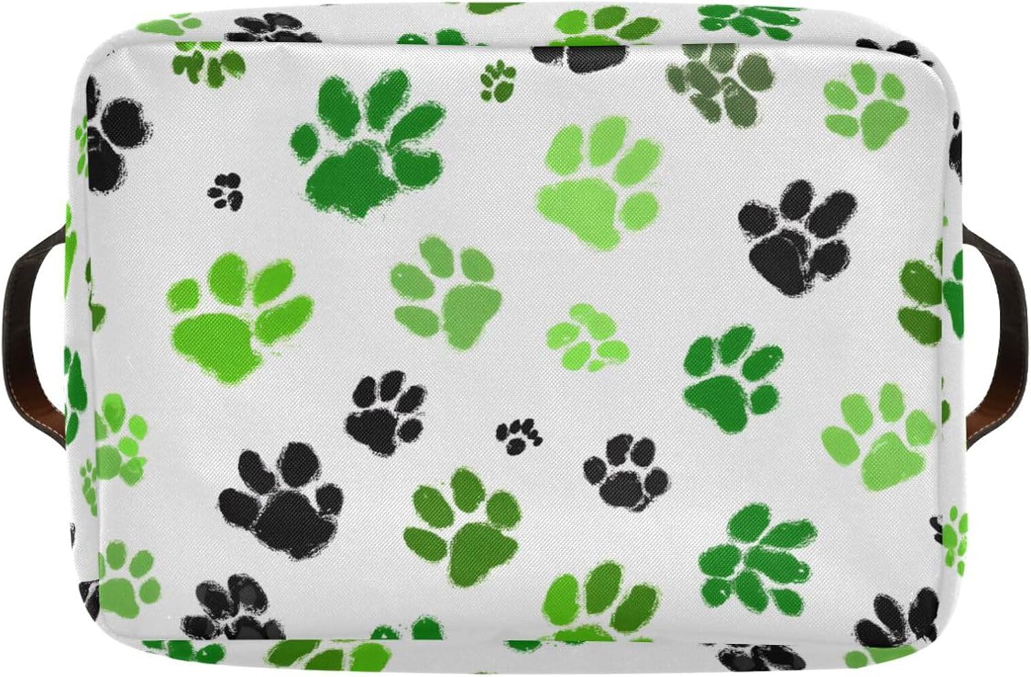 OTVEE Canvas Bins for Closet Shelves Organizing Green Black Dog Cat Paws Storage Basket Baby Clothes Organizers Storage Box Nursery Bins Gift Baskets 2 Pack