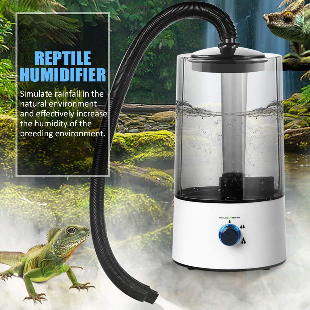 QOTSTEOS - Humidificador para Reptiles, nebulizador de tortuga lagarto con manguera alargada, depósito de 4 litros ajustable humidificador para reptiles anfibios ideal la tortuga lagarto (Clear)