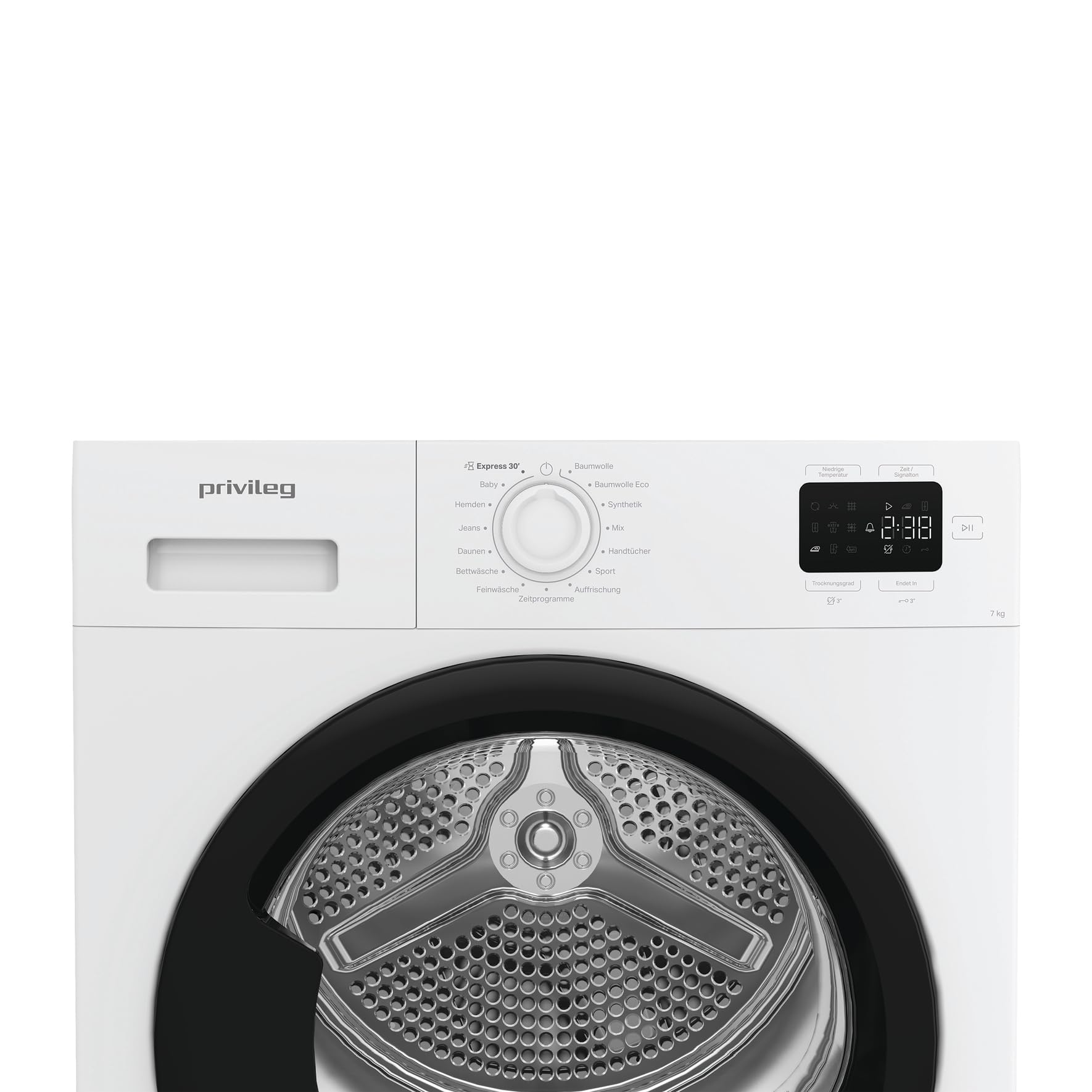 Privileg PD 7D WMB Trockner - Trocknen 7 kg - Knitterschutz - 15 elektronisch gesteuerte Trockenprogramme