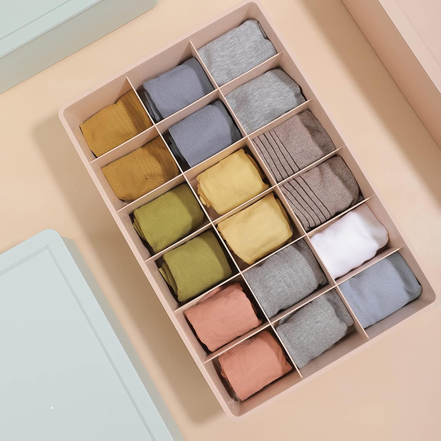 Closet Organizer Wardrobe 4PCS Washable with Lid Visible Clothes Organizer Storage Boxes Drawer Mesh Separation Box for T-Shirt Jeans Socks Panty