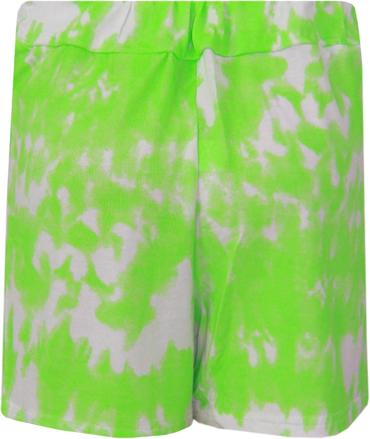 Kids Girls Crop Top & Shorts Tie Dye Neon Green Fashion Summer Outfit Short Sets