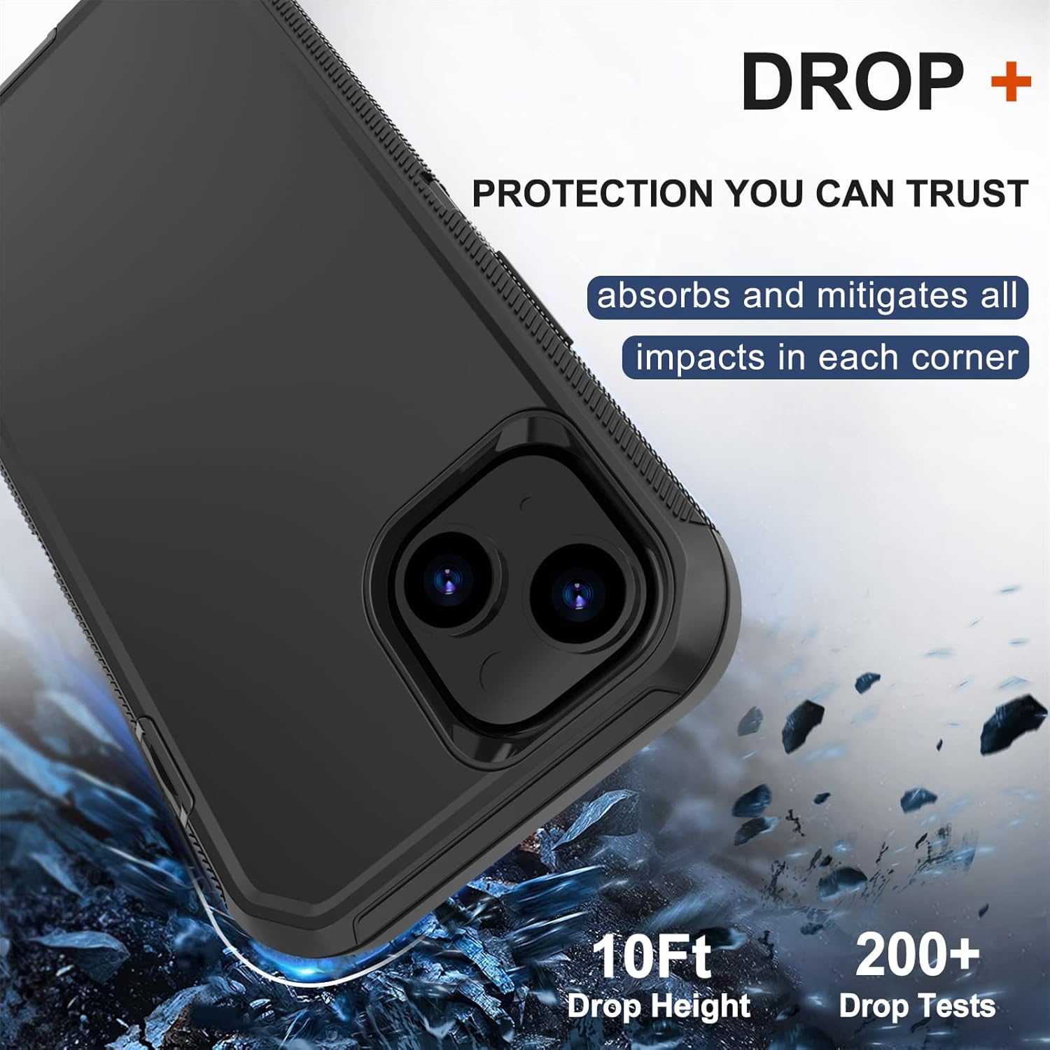 RubCase for iPhone 14 Plus Case (6.7”) with Belt Clip Holster, 2 x Screen Protector, Heavy Duty Military Grade Full Body Shockproof Drop Proof Rugged Protective Cover for iPhone 14 Plus Black - Image 4