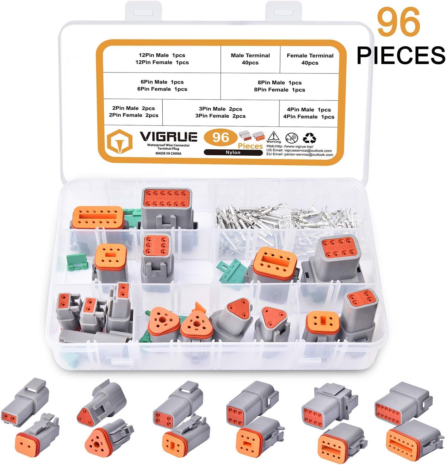 VIGRUE 2pin 4sets Upgrade+96pcs 8 Sets 2 3 4 6 8 12 Pin 16-20AWG Waterproof Car Electrical Wire Connector Terminals Plug Kit : Automotive