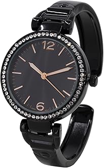 Blekon Original Mother of Pearl Cuff Bracelet Watch for Women with 31mm case Japanese Quartz Movement Metal hinged Bangle Style Cuff Wrist Watch for Ladies…