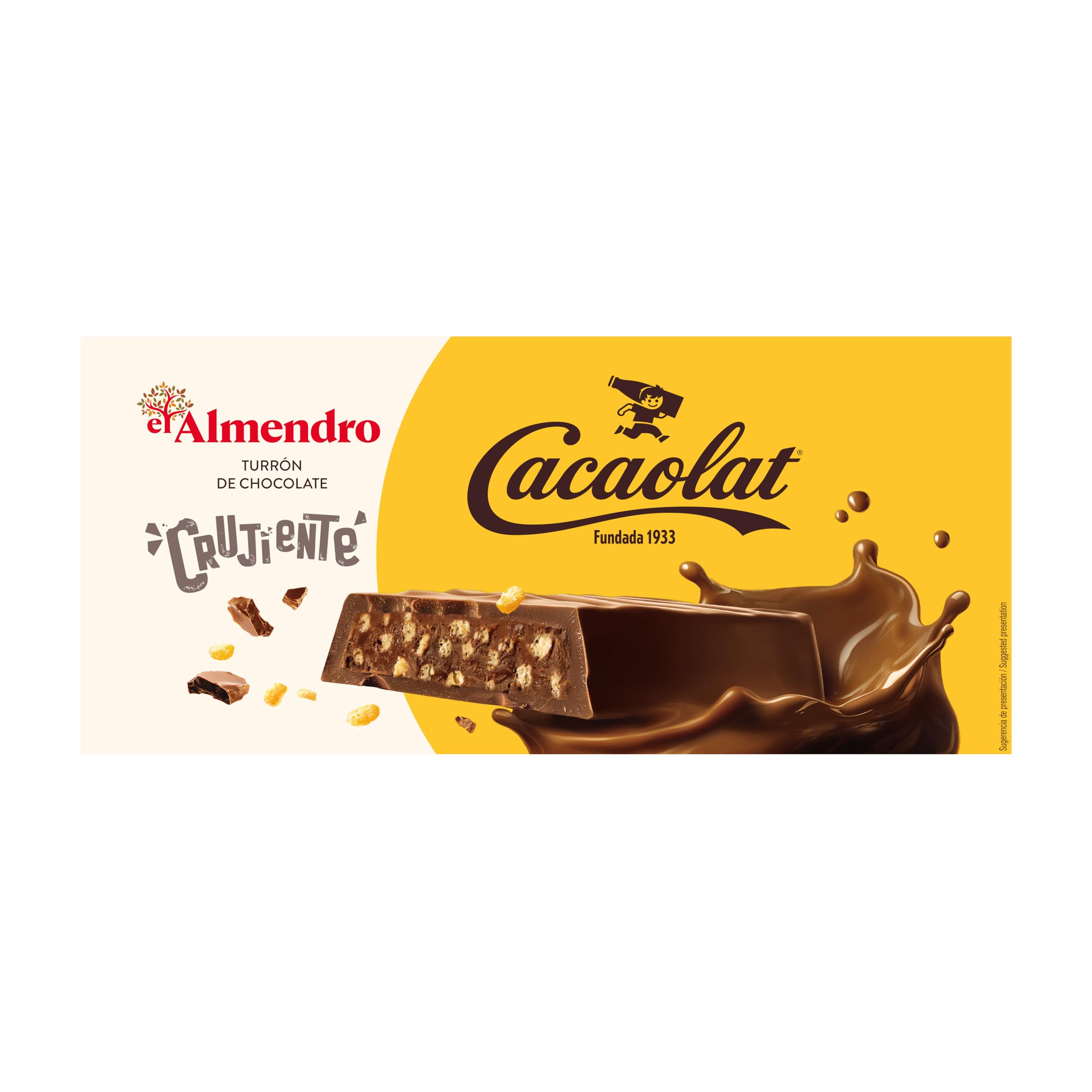 El Almendro Turrón con Chocolate Crujiente con Arroz Inflado y Almendras, 180g