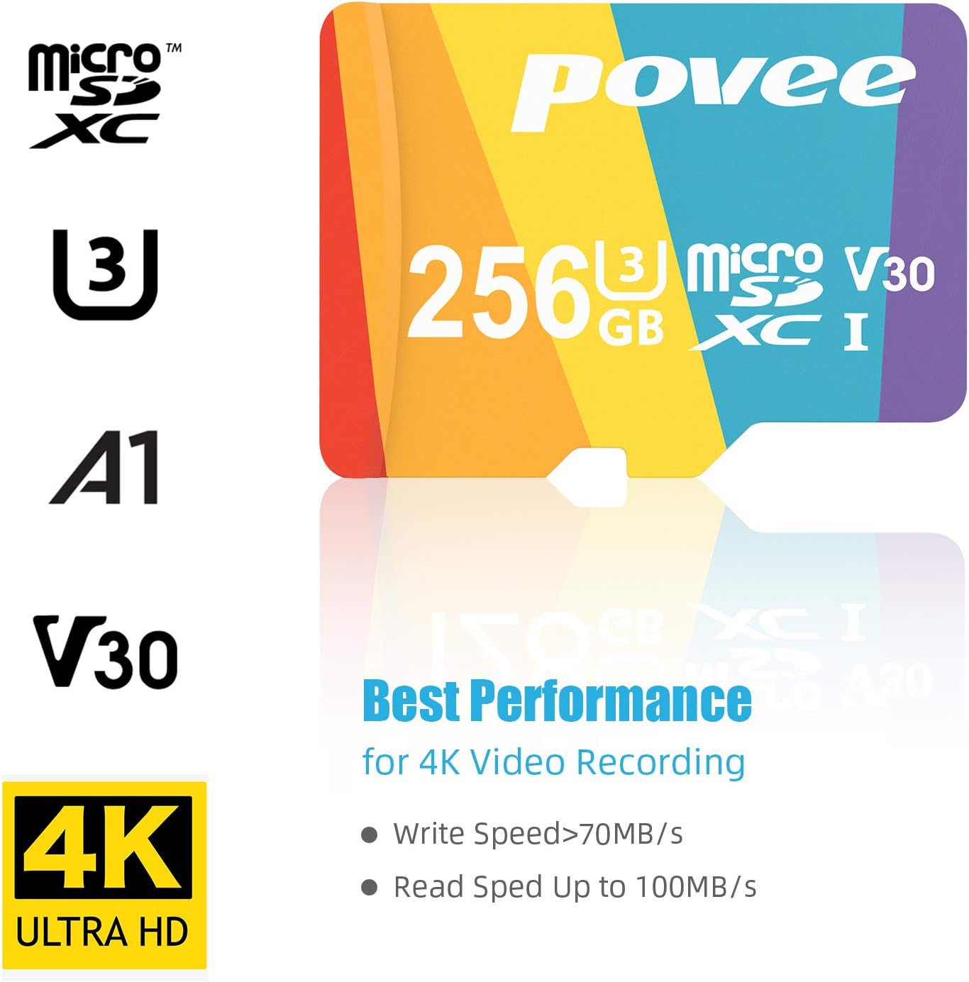 Micro SD Card with Adapter,U3 A1 MicroSDXC Card 667X High Speed Up to 100MB/s UHS-I MicroSD UHS-1 Memory Card for Android Smartphone Nintendo Galaxy Fire and Gopro (256GB, 1 Pack 256GB)