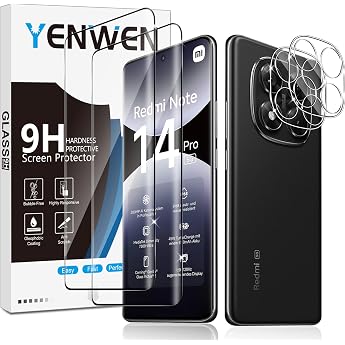 Screen Protector for Xiaomi Redmi Note 14 Pro 5G for Tempered Glass Pack of 2 Tempered Glass with 2 Camera Protection 9H Hardness Protective Glass Anti-Scratch Glass Mobile Phone Film HD Clear Screen Protector