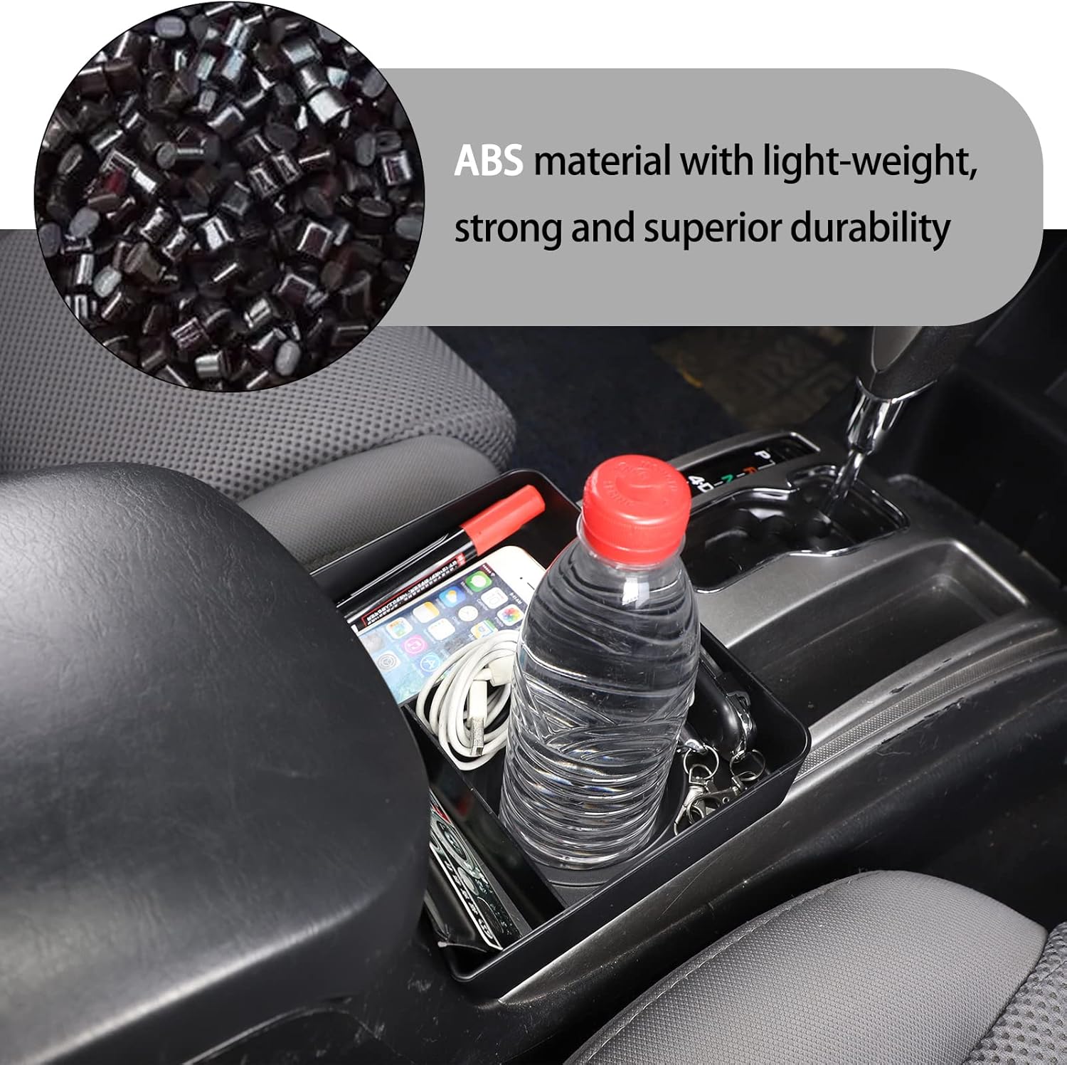 Lcojicep Car Central Control Tray Storage Box Organizer Compatible with Toyota Tacoma 2006-2015 Center Console Gear Shift Side/Water Cup Holder Organizer， Storage Box Tray (Cup Holder Storage Box)