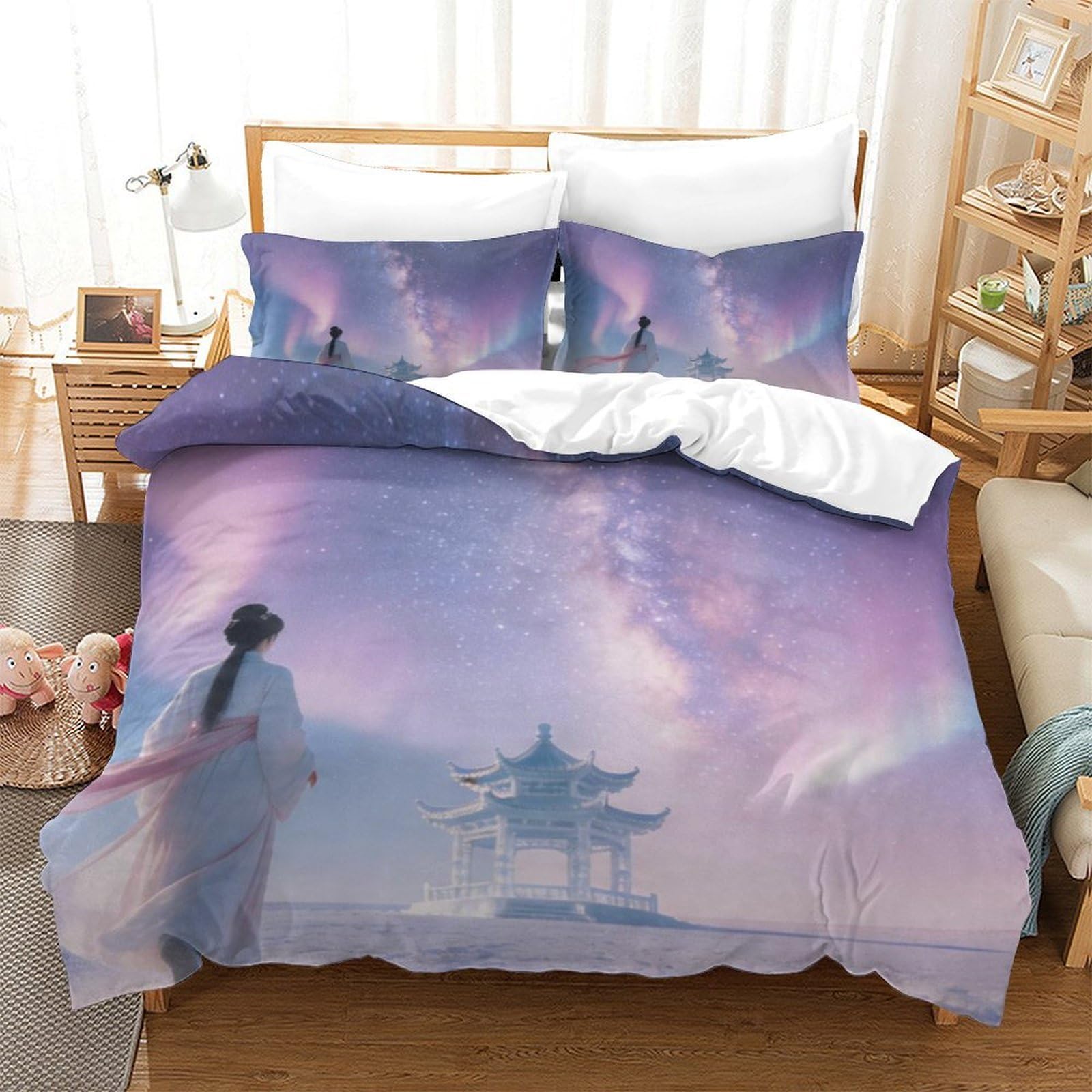 Housse de couette zen pour lit simple créant une chambre asiatique moderne