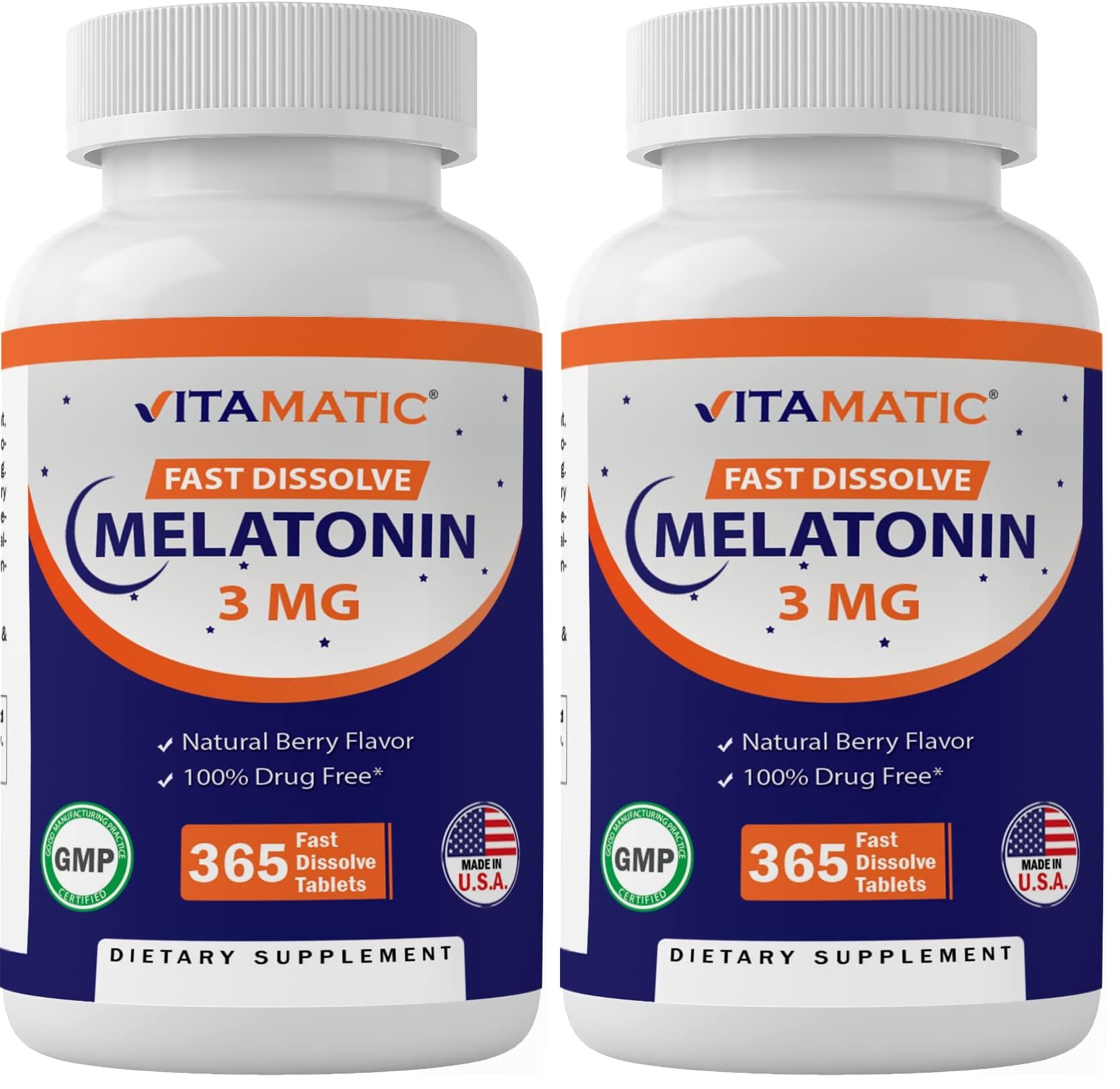 Vitamatic Melatonin 3 mg Fast Dissolve Tablets, Berry Flavor, 365 Count — Amazon image 10