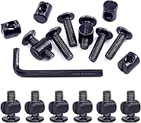 Vista 13 de Swpeet 25 tornillos de cabeza hexagonal M6 de 3.150 in, color negro, para cuna, cuna y tuercas de barril con 1 llave Allen, perfecta para muebles