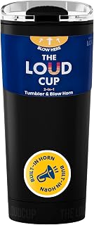 The LoudCup 16 oz 2-in-1 Water Bottle & Noisemaker, Jet Black | BPA-free reusable travel tumbler and blow horn with slide lid for sports events, game day, tailgating and parties