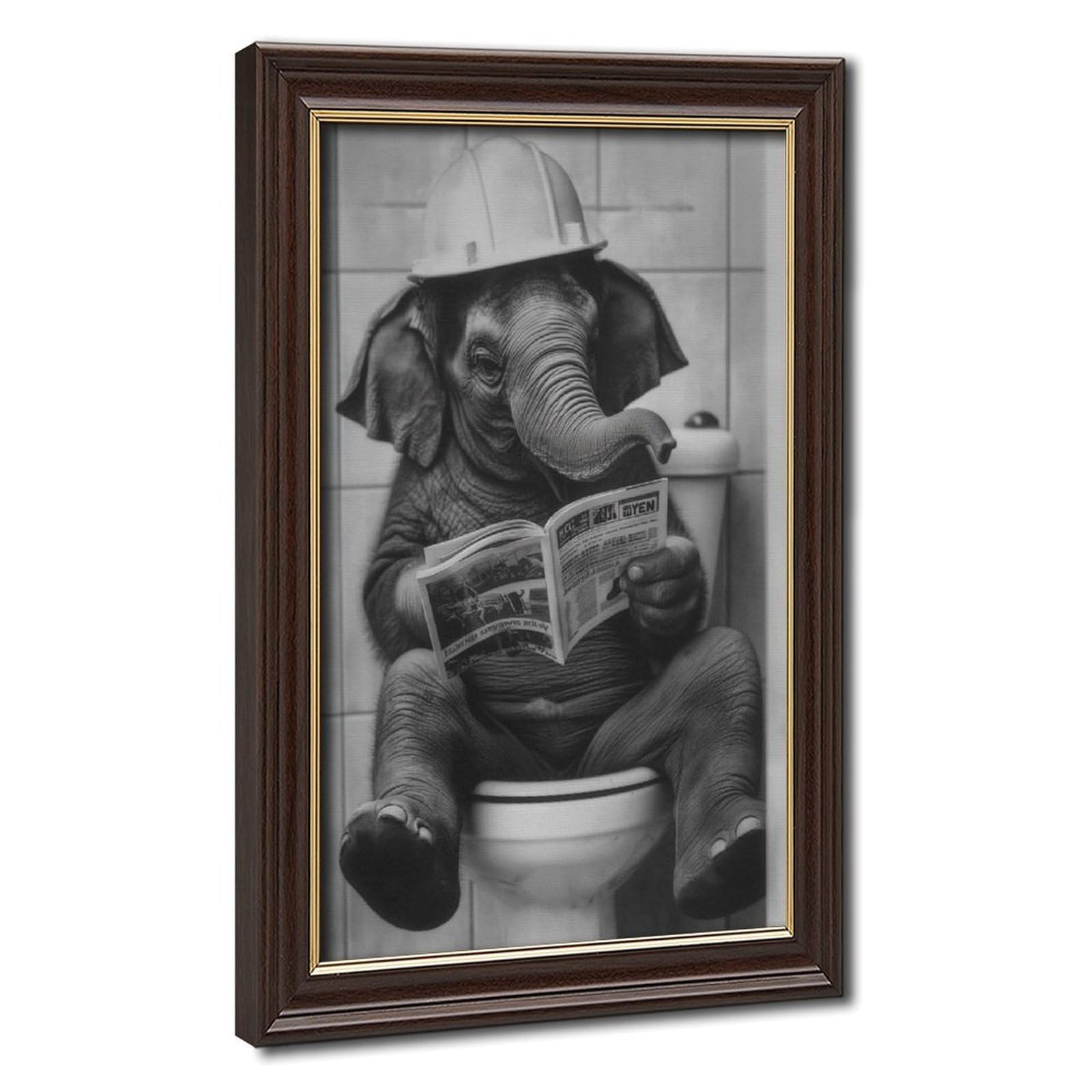 Bareronor Toilet Elephant Poster Canvas Poster Bedroom Decor Landscape Office Room Decor Gift 24" L X 36" W