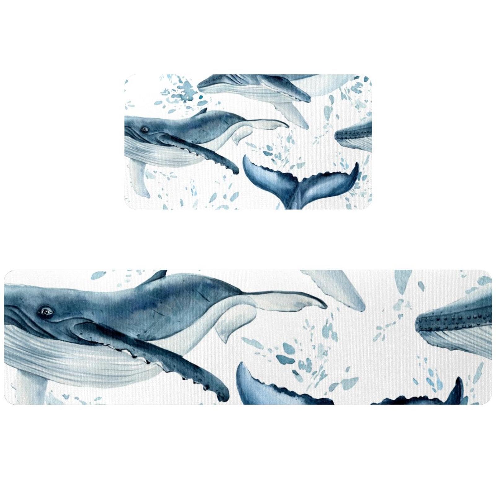 Alfombrillas de cocina ultra absorbentes y lavables con diseño de ballena del océano