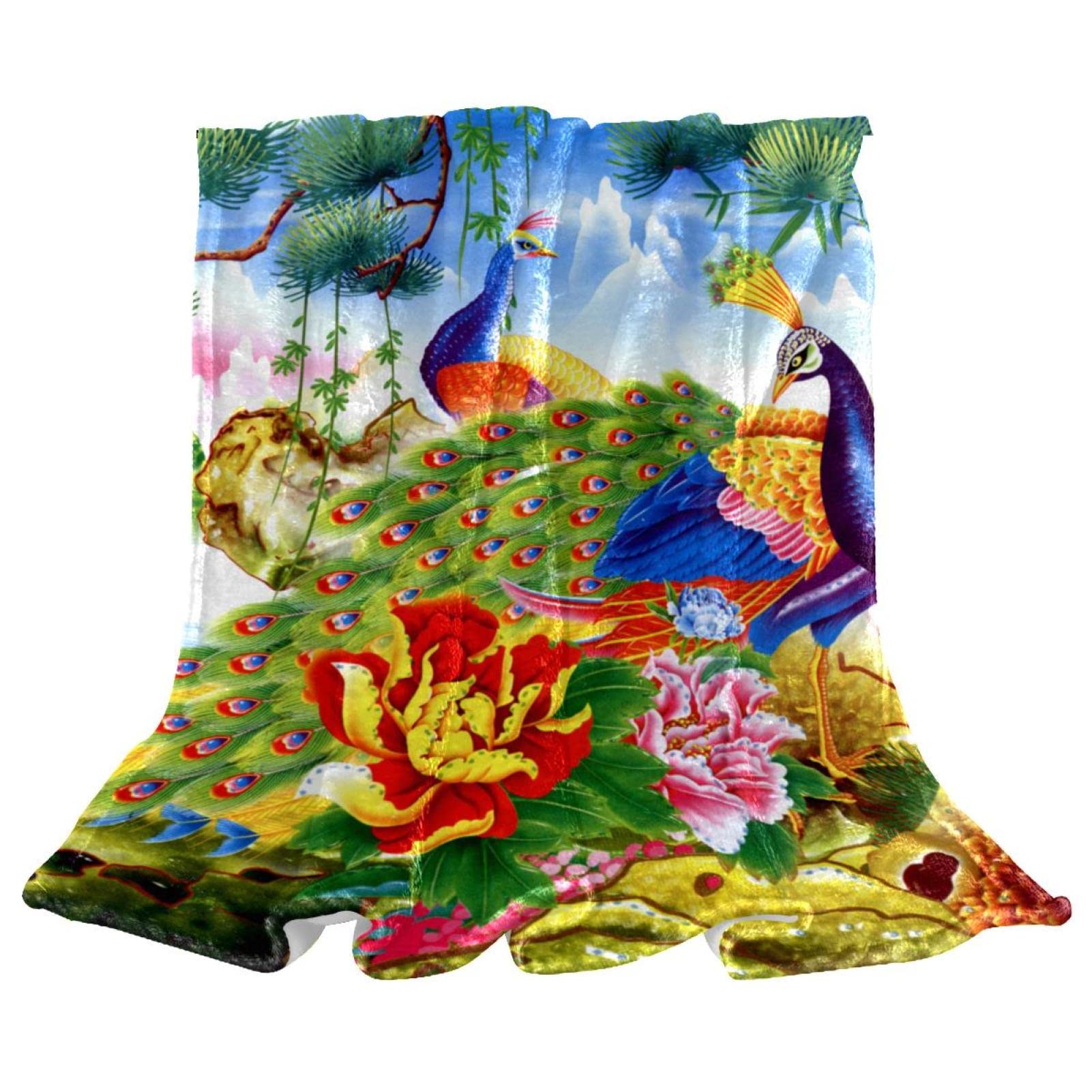 Couverture polaire literie anti-froid pour canapé et lit pivoine vintage