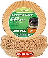Vista 22 de Forros de papel desechables para freidora de aire: 100 piezas de 9 pulgadas, forros redondos para canasta de freidora de aire, papel de pergamino