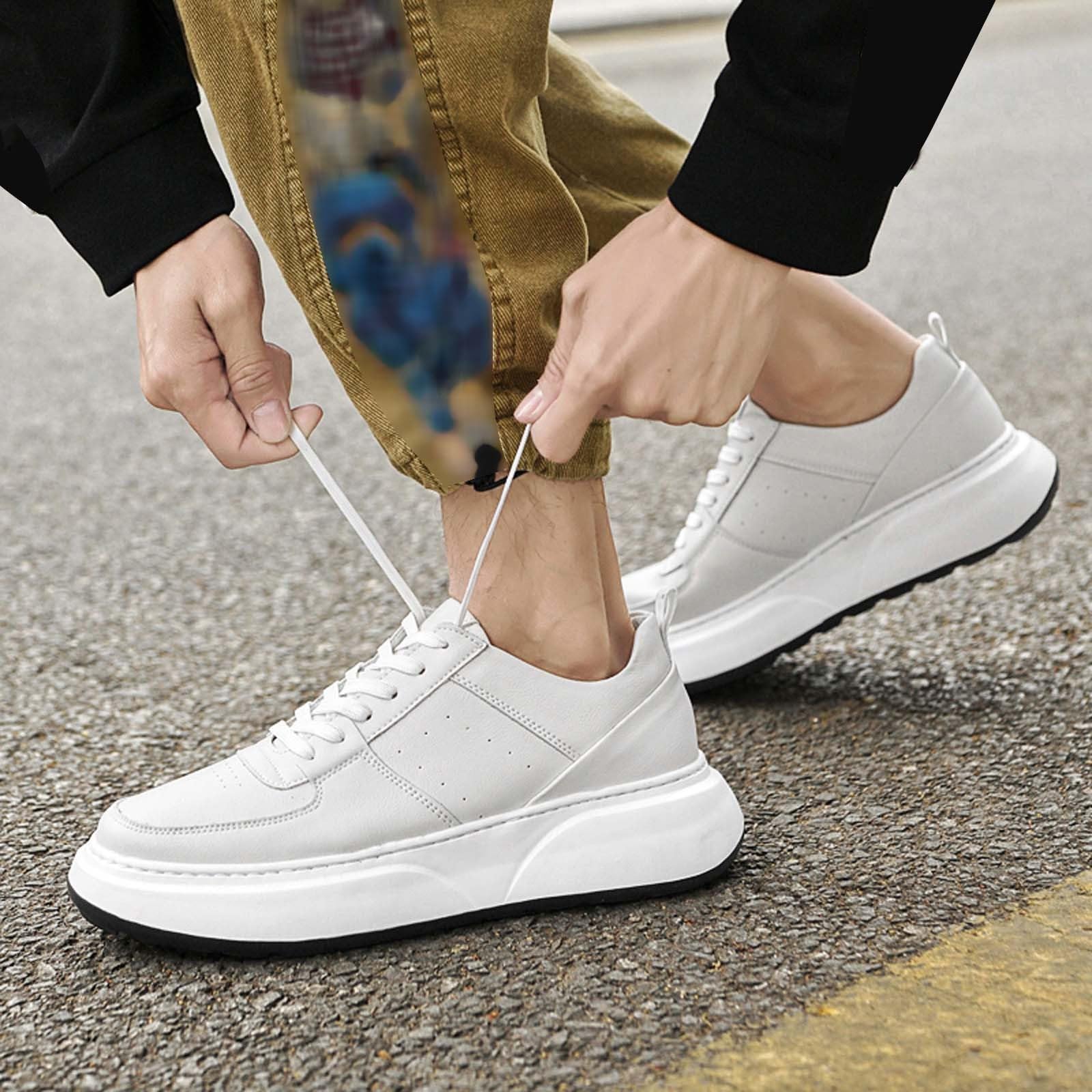 Scarpe sportive da uomo Elevator, scarpe da ascensore, suola interna da 8 cm, bianche, scarpe da uomo, per il tempo libero, comode, traspiranti, scarpe da corsa, palestra, fitness, bianco, 42