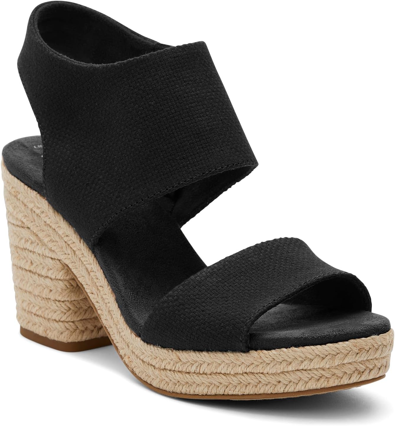 TOMS Women's Majorca Platform Sandal, Black Basket Weave, 8
