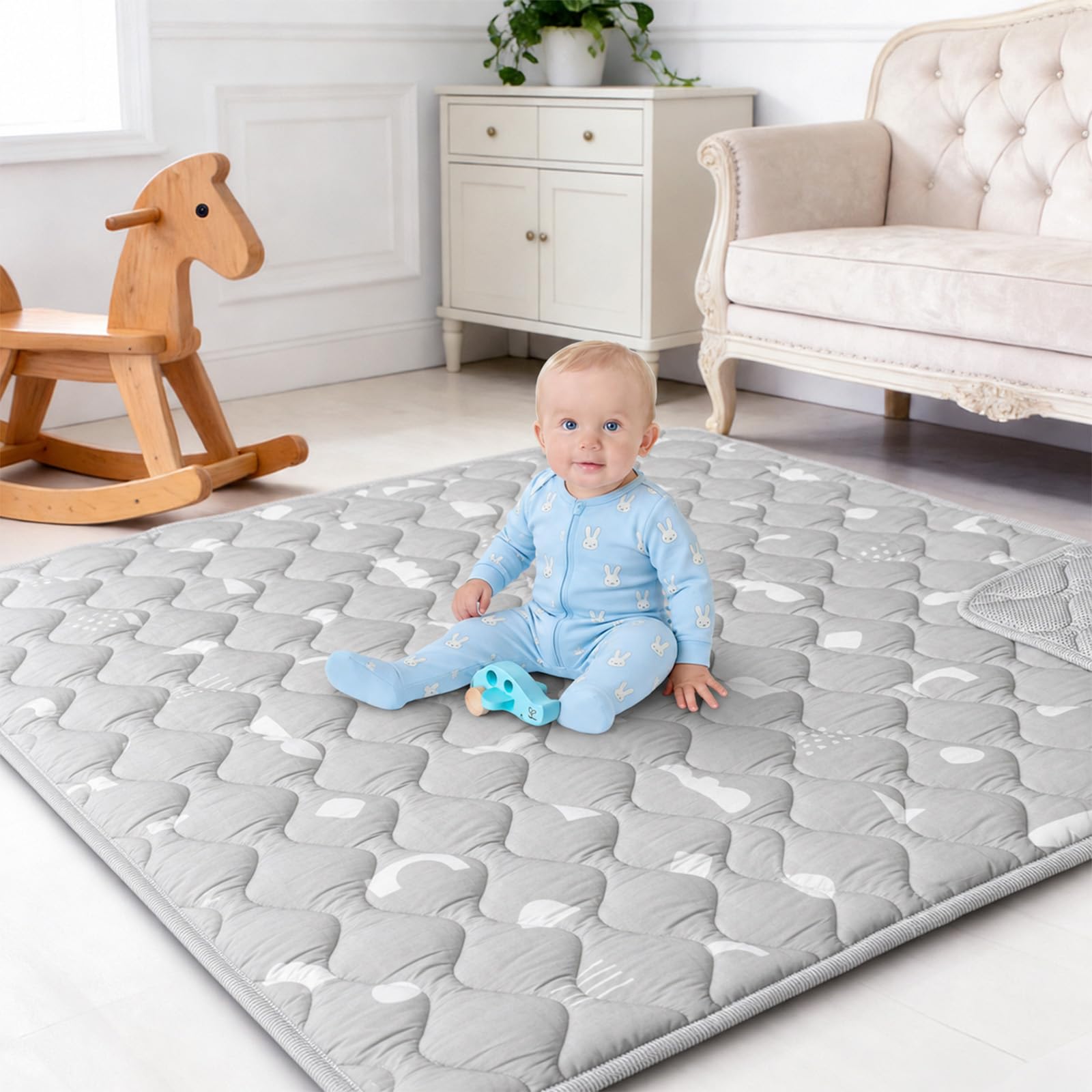 Primluna Baby Play Mat, 127x127cm Playpen Mat with Machine Washable