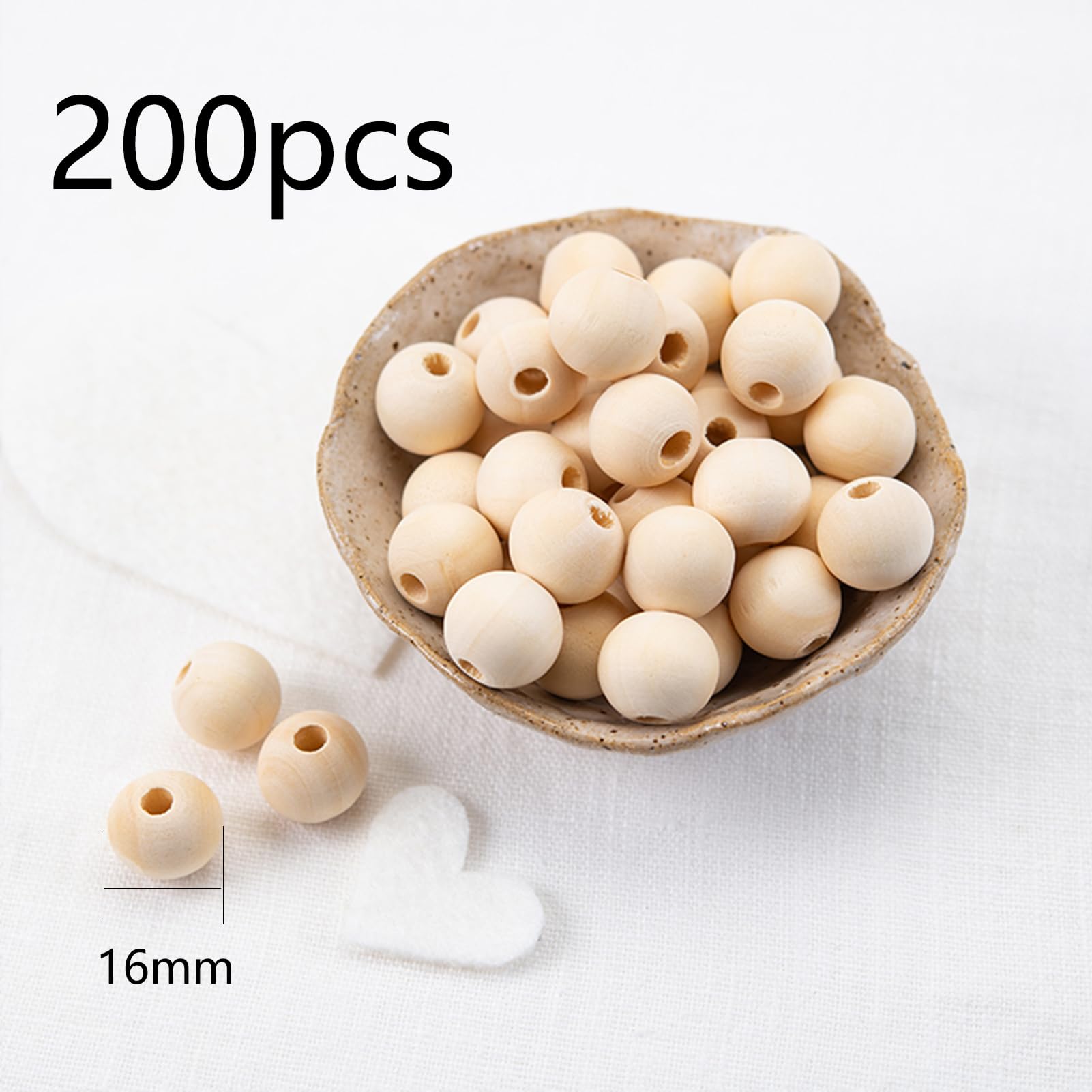 Craftdady 100 perline rotonde in legno naturale da 8 mm, perline distanziatrici nere per rosari, perline sfuse con foro da 1,5 mm per creare collane con rosari